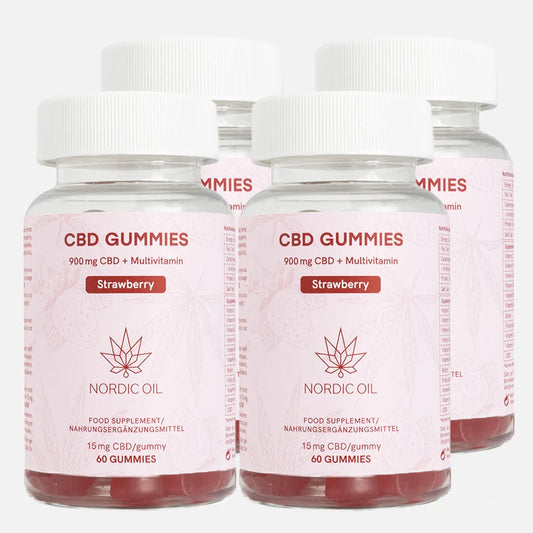 4x CBD Gummies (900mg) Mansikka