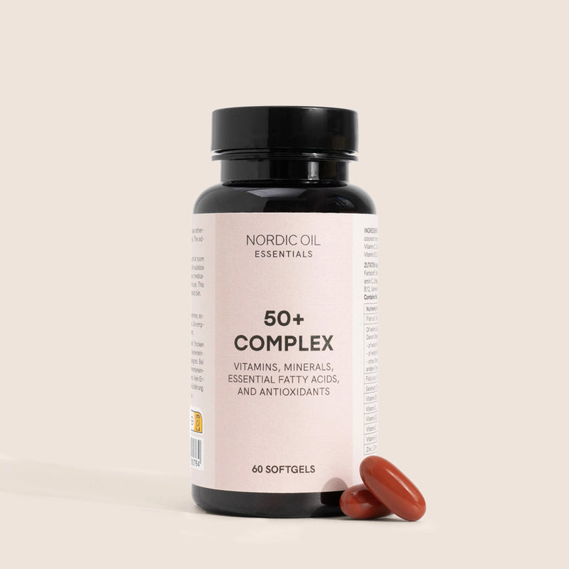 Nordic Oil Essentials 50+ Complex - vitamiinit, mineraalit, välttämättömät rasvahapot ja antioksidantit, 60 pehmeäkalvoa