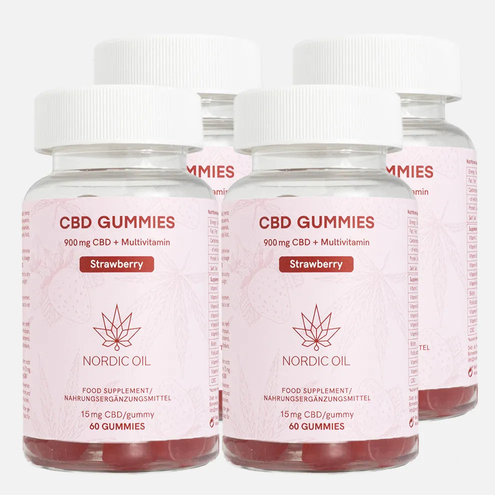 4x CBD Gummies (900mg) Mansikka