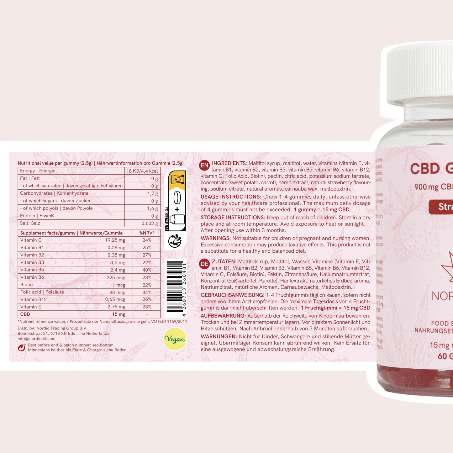CBD Gummies (900mg) Mansikka