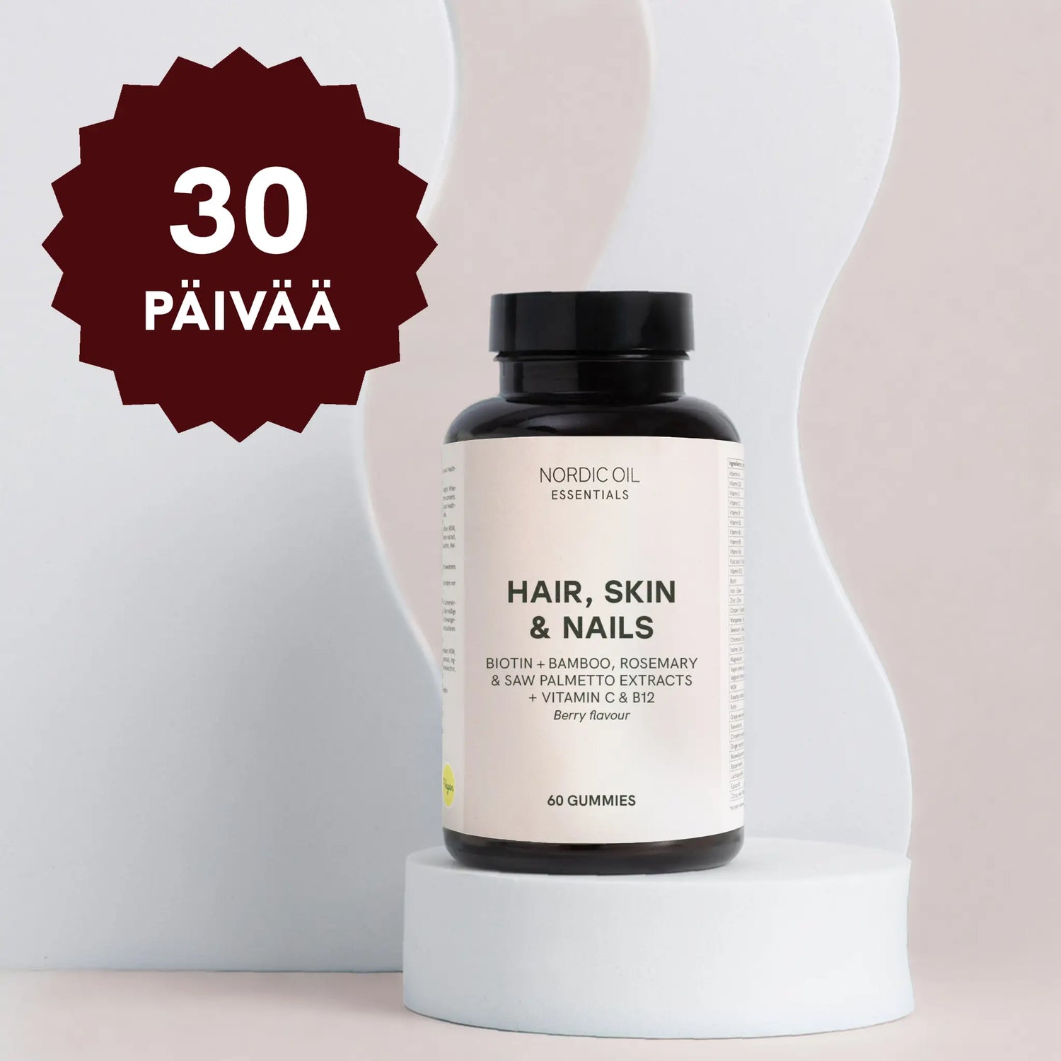 Nordic Oil Essentials – Hiukset, iho ja kynnet - purkki, 60 Gummies