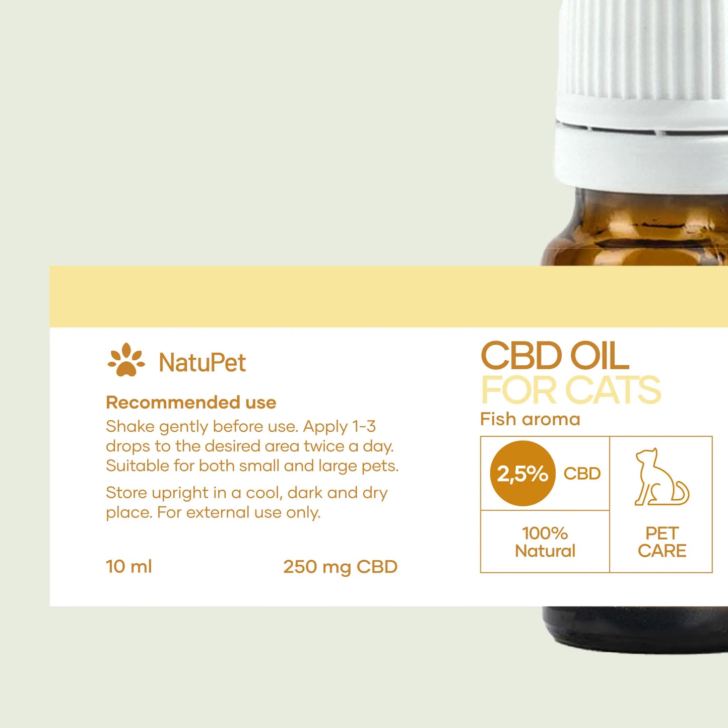 CBD-öljy Kissoille - Kala (2,5%)