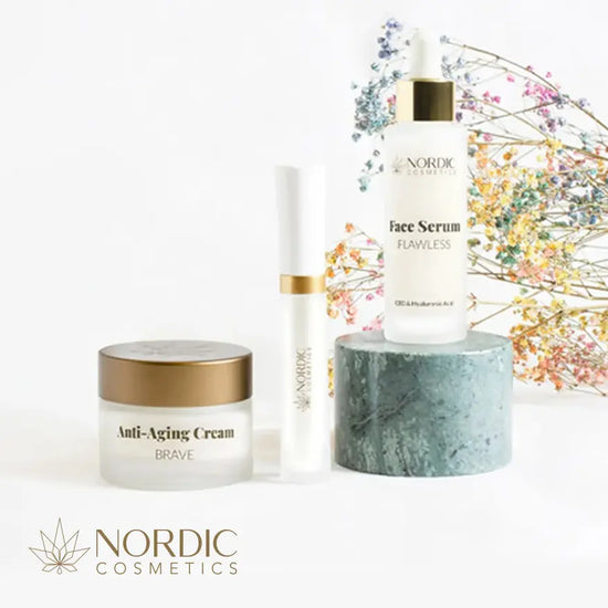 Kolme Nordic Cosmeticsin tuotetta on vierekkäin.